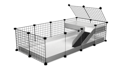 4x2x1 Cavia kooi transparant met coroplast bak en loft