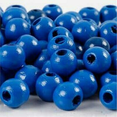 Houten kralen 10mm blauw