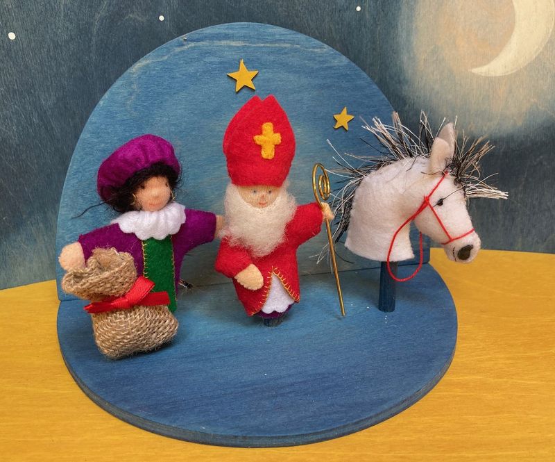 Sinterklaas, Piet en Paard Vingerpopjes   ( Huisvolkleur )