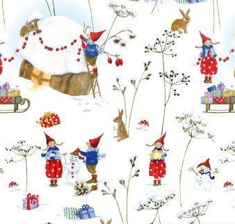 Katoenen Stof Daniela Dresscher : Pippa en Pelle in de winter   (50x70cm )