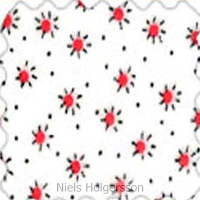 Nicky Velours Bedrukt: Wit met Rood bloemetje (rolletje ) Nicky Velours Bedrukt: Wit met Rood bloemetje (rolletje )