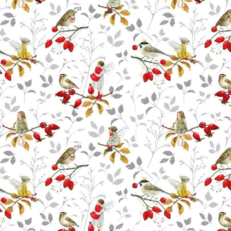 Stof Daniela Drescher: Rozenbottels  met elfje 50x70cm