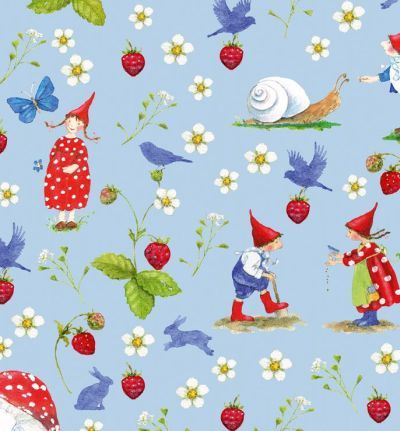 Stof Daniela Drescher: Pippa en Pelle Aardbeitjes  50x70cm