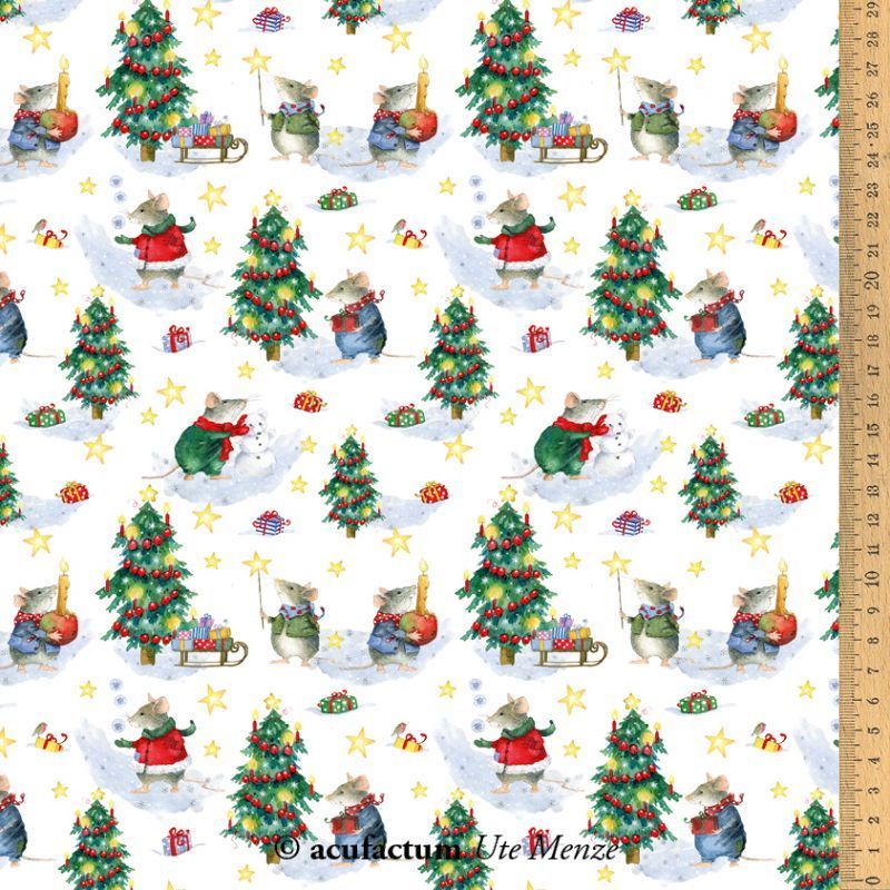 Stof daniela Drescher: Kerstfeest Muizen  ( 50x70)