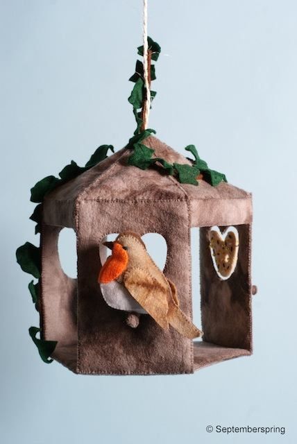 Patroonblad Voederhuis met roodborstjes