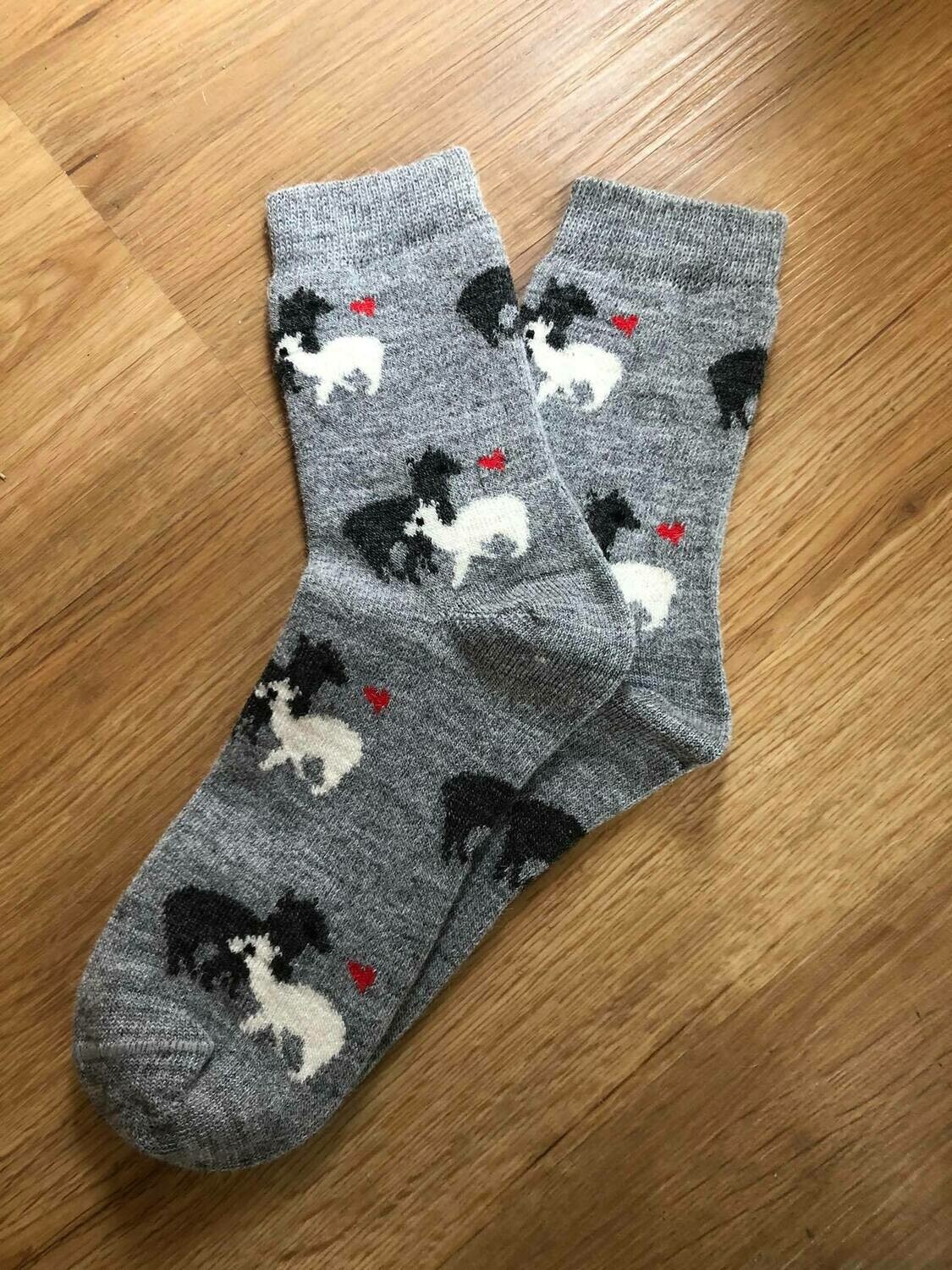 Alpaka Socken Family grau