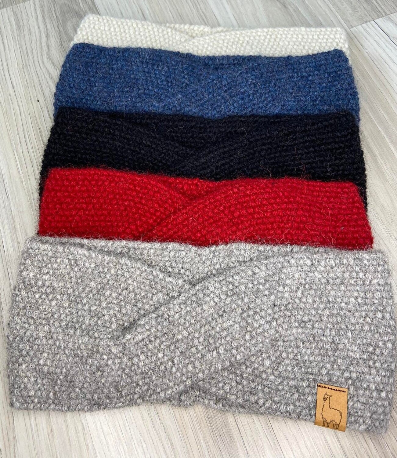 Alpaka Stirnband gedreht, viele Farben