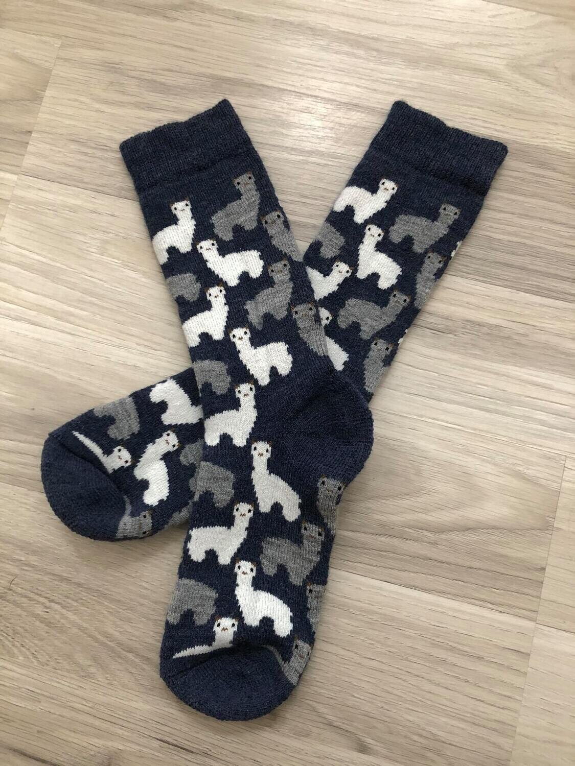 Alpaka Frottee Socken blau
