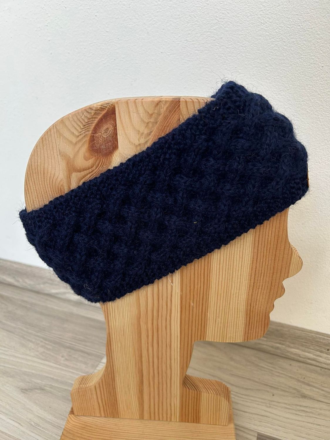 Alpaka Stirnband Gitter in schwarz