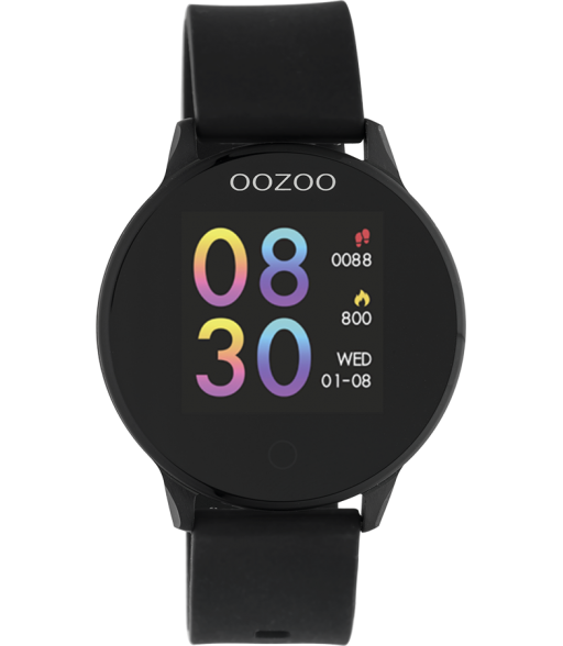 Oozoo Unisex Smartwatch mit Silikonband schwarz / schwarz 43 MM  Q00115