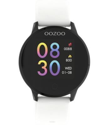 Oozoo Unisex Smartwatch mit Silikonband weiß / schwarz 43 MM Q00112 Oozoo Unisex Smartwatch mit Silikonband weiß / schwarz 43 MM Q00112