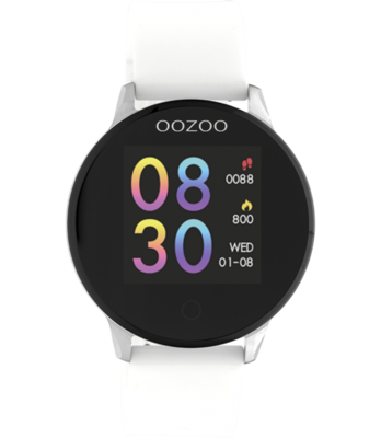 Oozoo Unisex Smartwatch mit Silikonband weiß / silber 43 MM Q00110 Oozoo Unisex Smartwatch mit Silikonband weiß / silber 43 MM Q00110