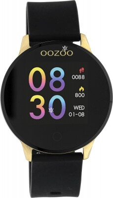 Oozoo Unisex Smartwatch mit Silikonband Goldfarben / Schwarz 43 MM Oozoo Unisex Smartwatch mit Silikonband Goldfarben / Schwarz 43 MM