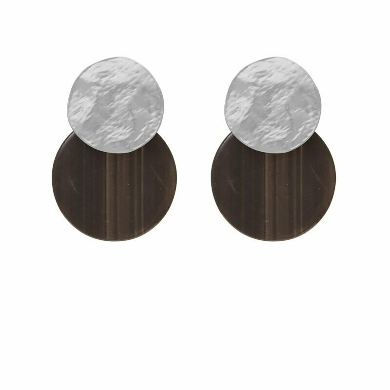 Ohrringe, Farbe: braun/silber