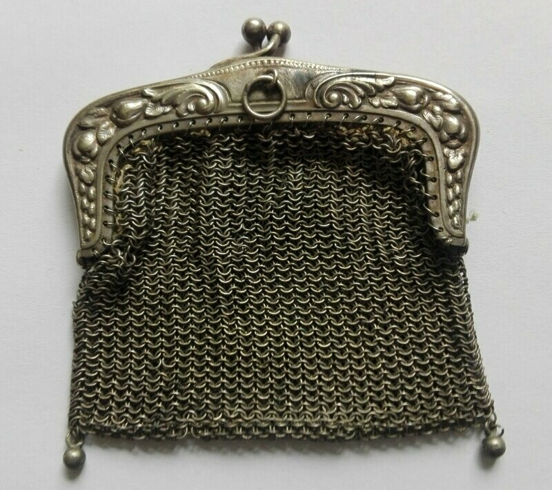 Geldbörse ALPACCA Silber Tasche Jugendstil Metallgewebe Geldbörse ALPACCA Silber Tasche Jugendstil Metallgewebe