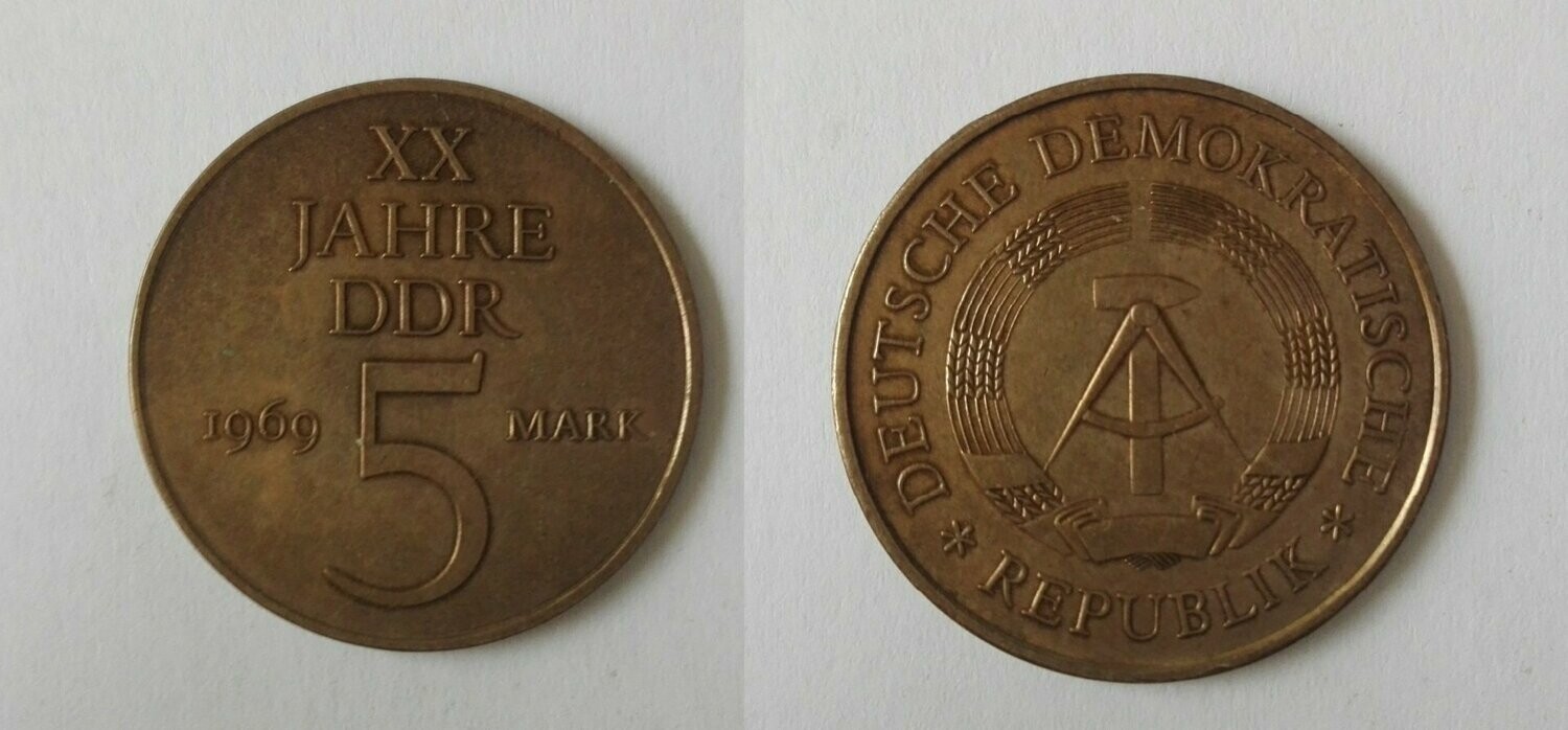 5 Mark DDR 1969 XX Jahre DDR stempelglanz