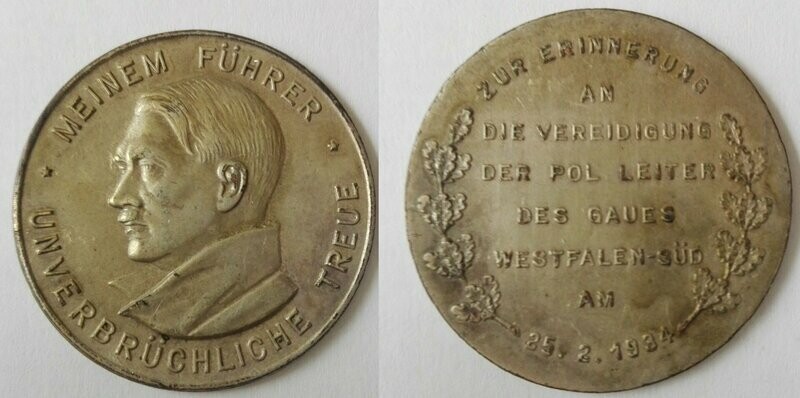 III. Reich - ErinnerungsmedailleZur Erinnerung an die Vereidigung der Pol. III. Reich - ErinnerungsmedailleZur Erinnerung an die Vereidigung der Pol.