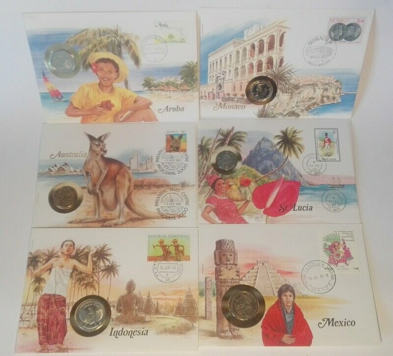 6 x Münzbrief Numisbrief aller Welt 6 x Münzbrief Numisbrief aller Welt
