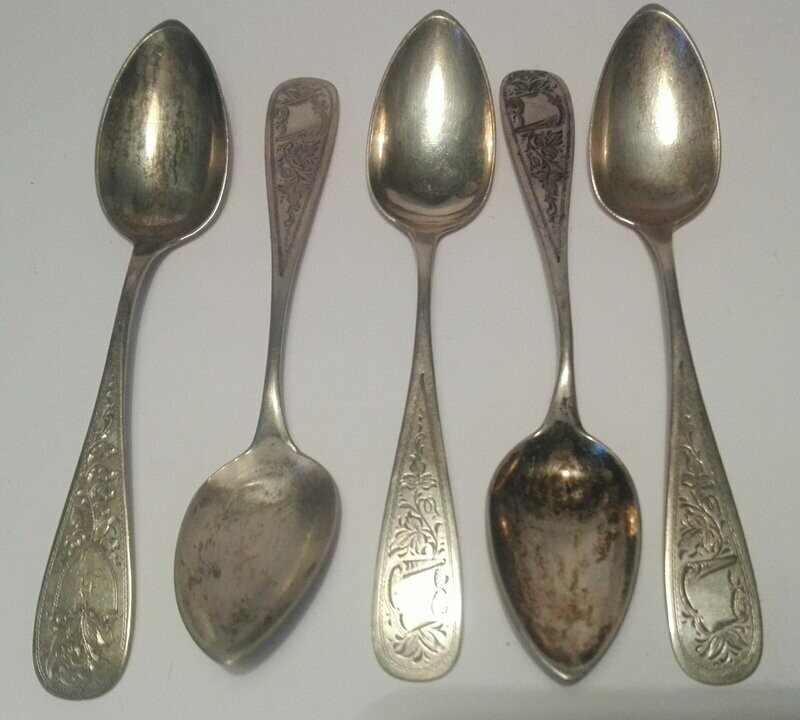 5 Löffel Silber 750 um 1900 Hermann Walter -Gardebusch Halle 5 Löffel Silber 750 um 1900 Hermann Walter -Gardebusch Halle