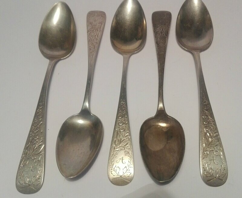 5 Löffel Silber 800 von O.GUDE um 1900 5 Löffel Silber 800 von O.GUDE um 1900