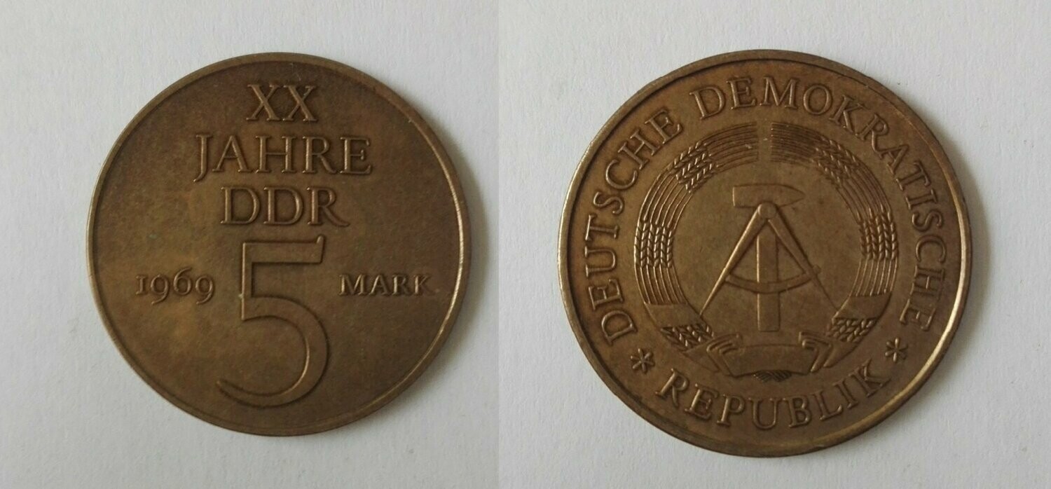 5 Mark DDR 1969 XX Jahre DDR stempelglanz