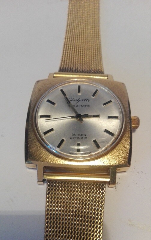 Glashütte Bison Made in GDR 26 Rubis 14K Gold Plated um 1960 -1970 Seriennummer:092435