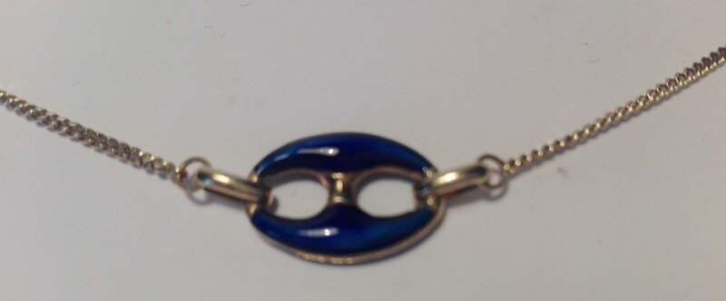 585 Gold Kette Collier und Emaillierten Ewigkeitszeichen blau 42cm 585 Gold Kette Collier und Emaillierten Ewigkeitszeichen blau 42cm