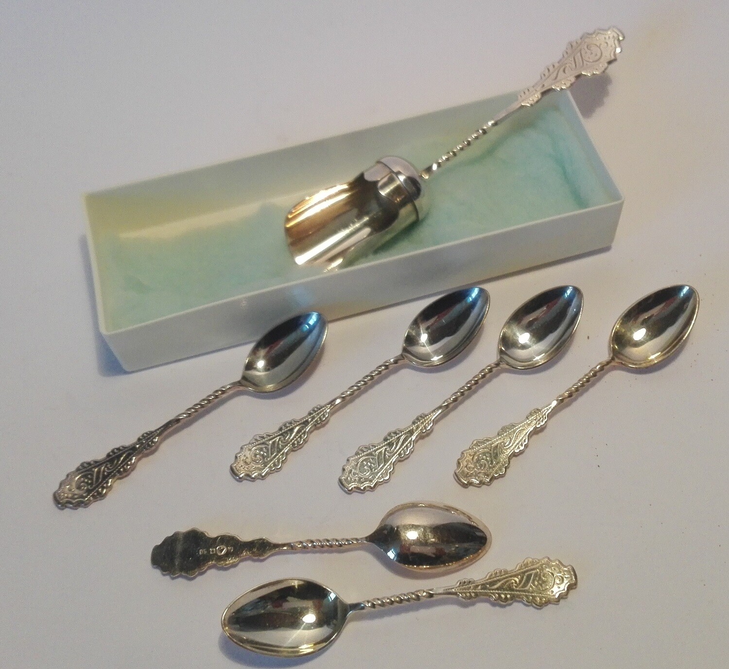 Mokka Set 6 Löffel und 1 x Zuckerschippe versilbert