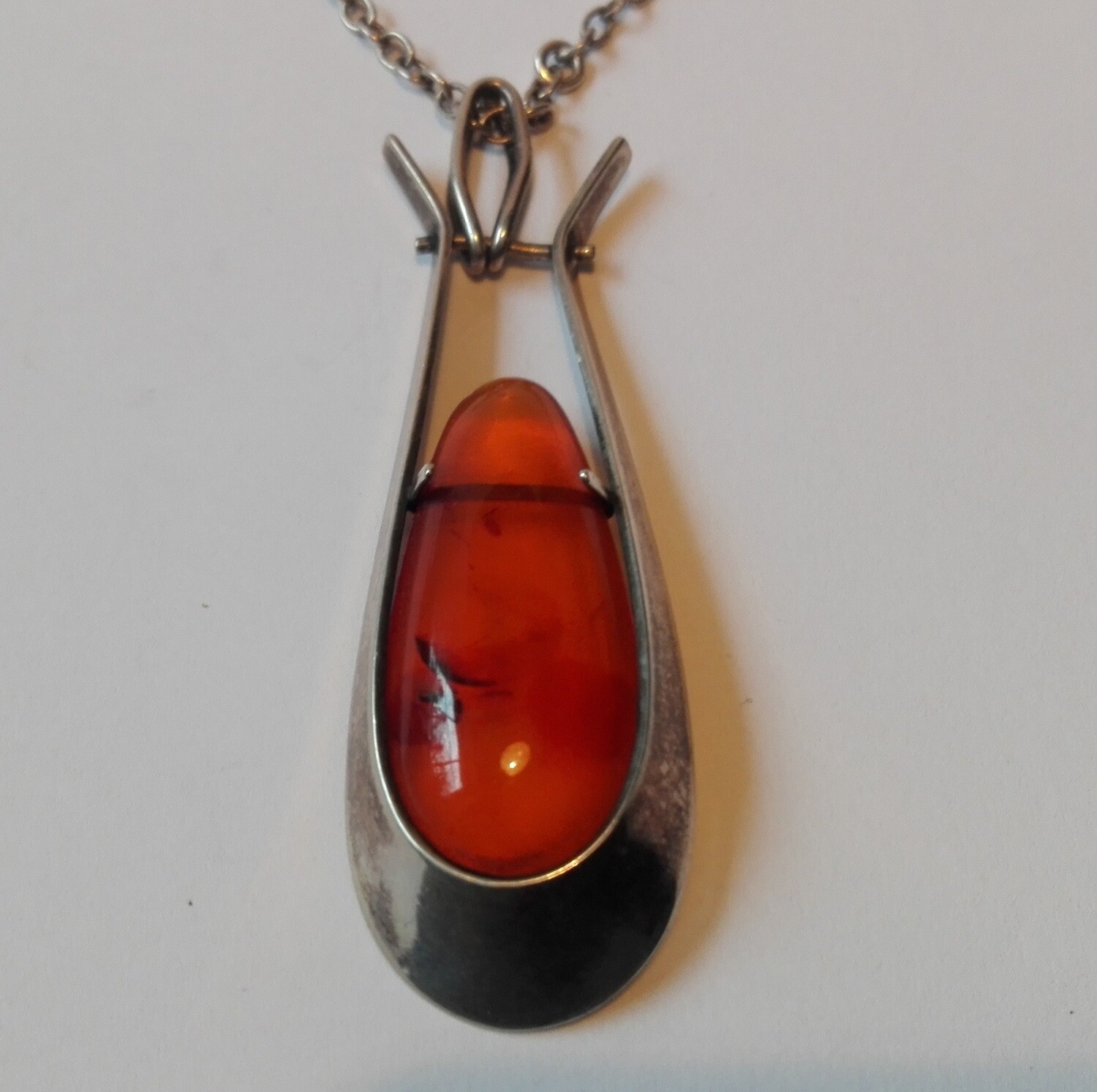 Fischland Bernstein – 835 Silber Anhänger mit Kette