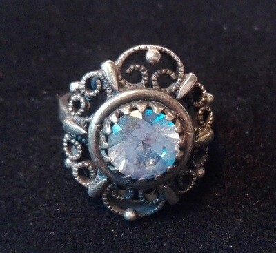 Alter Ring 925er Silber mit Stein blau