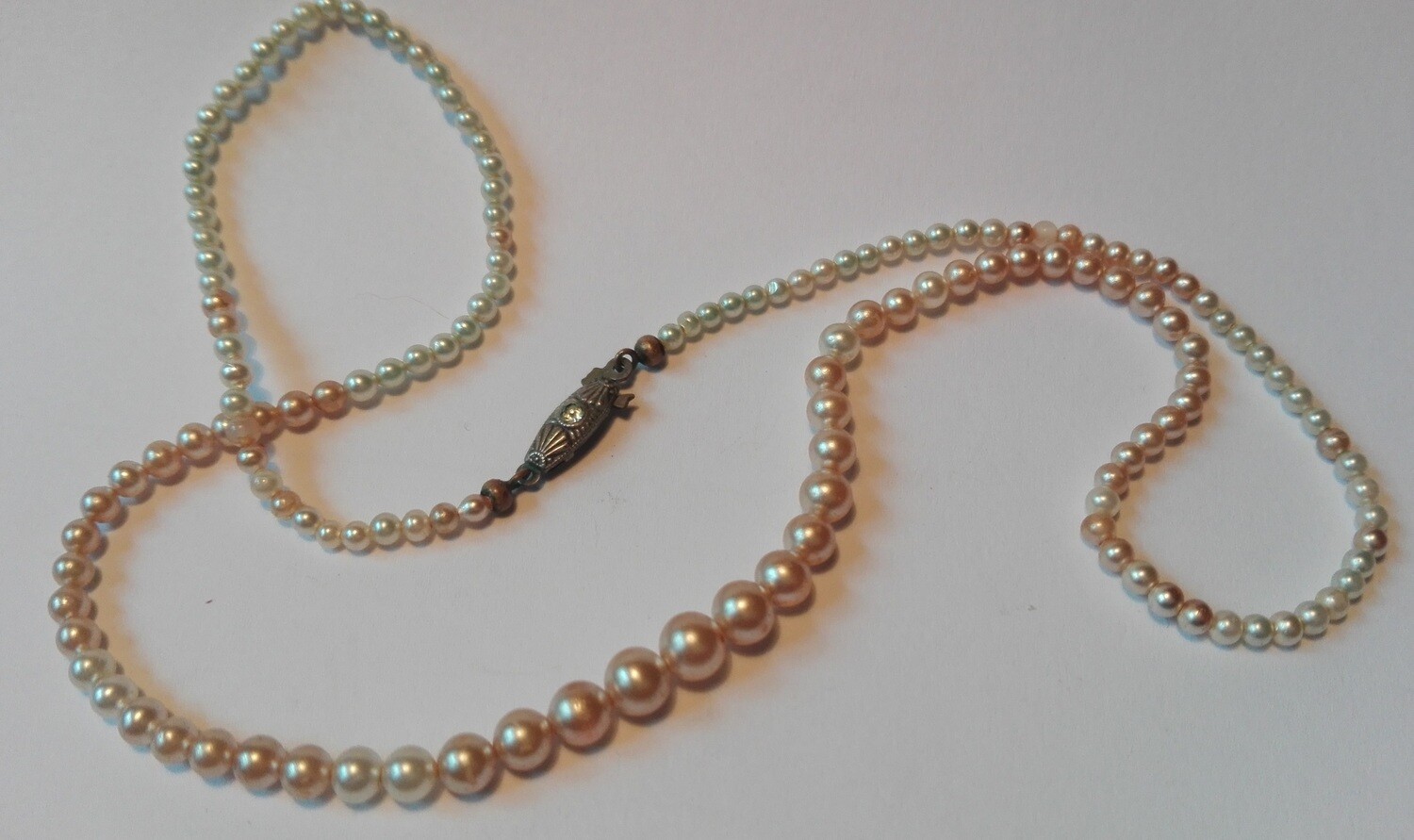 Alte Perlenkette mit 835er Schmuck Silber Verschluss