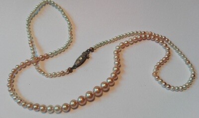 Alte Perlenkette mit 835er Schmuck Silber Verschluss