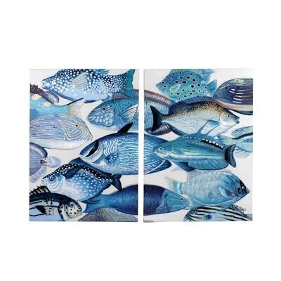 Bild Blue Fishes, 2er Set, handgemalt