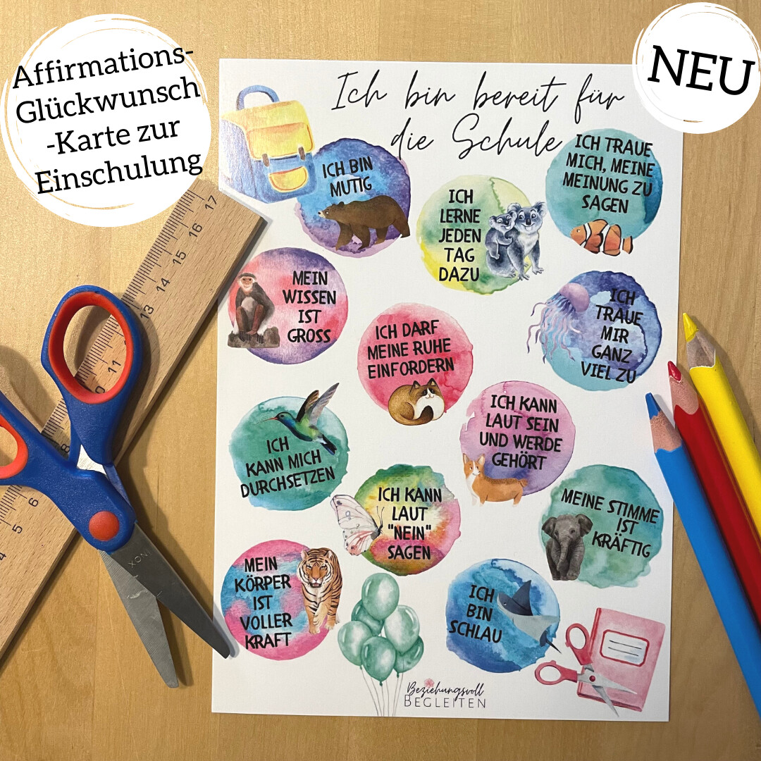 Affirmations-Glückwunsch-Karte zur EINSCHULUNG