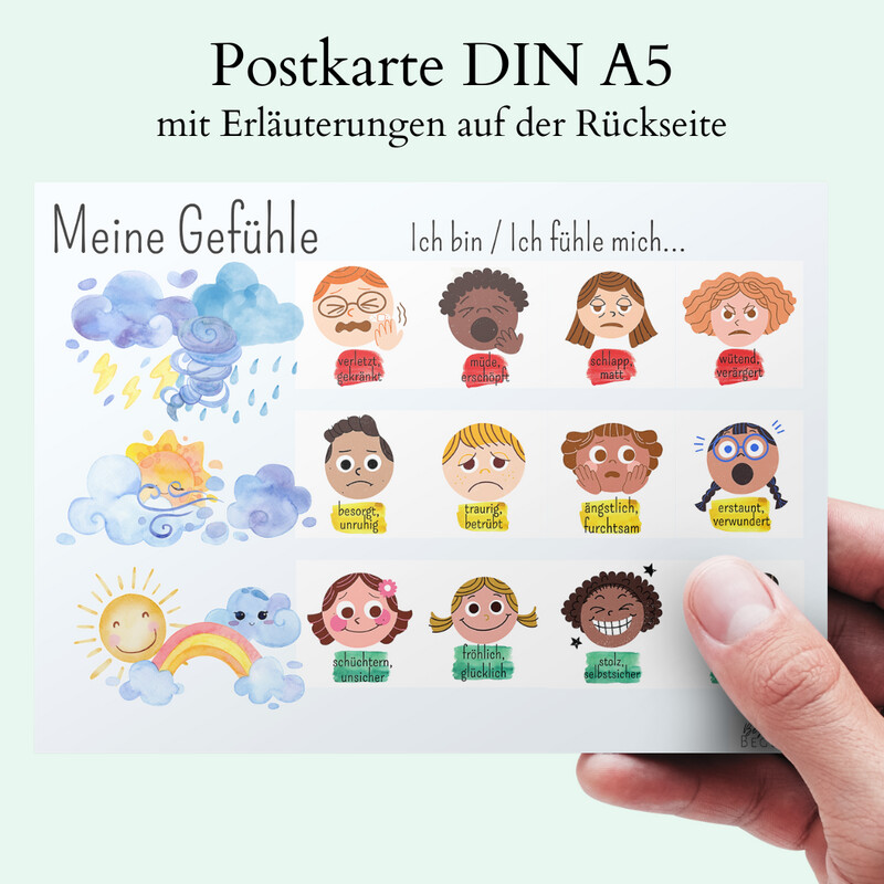 SALE Lernkarte: "Meine Gefühle", ausf. Erläuterungen auf der Rückseite, Postkarte A5