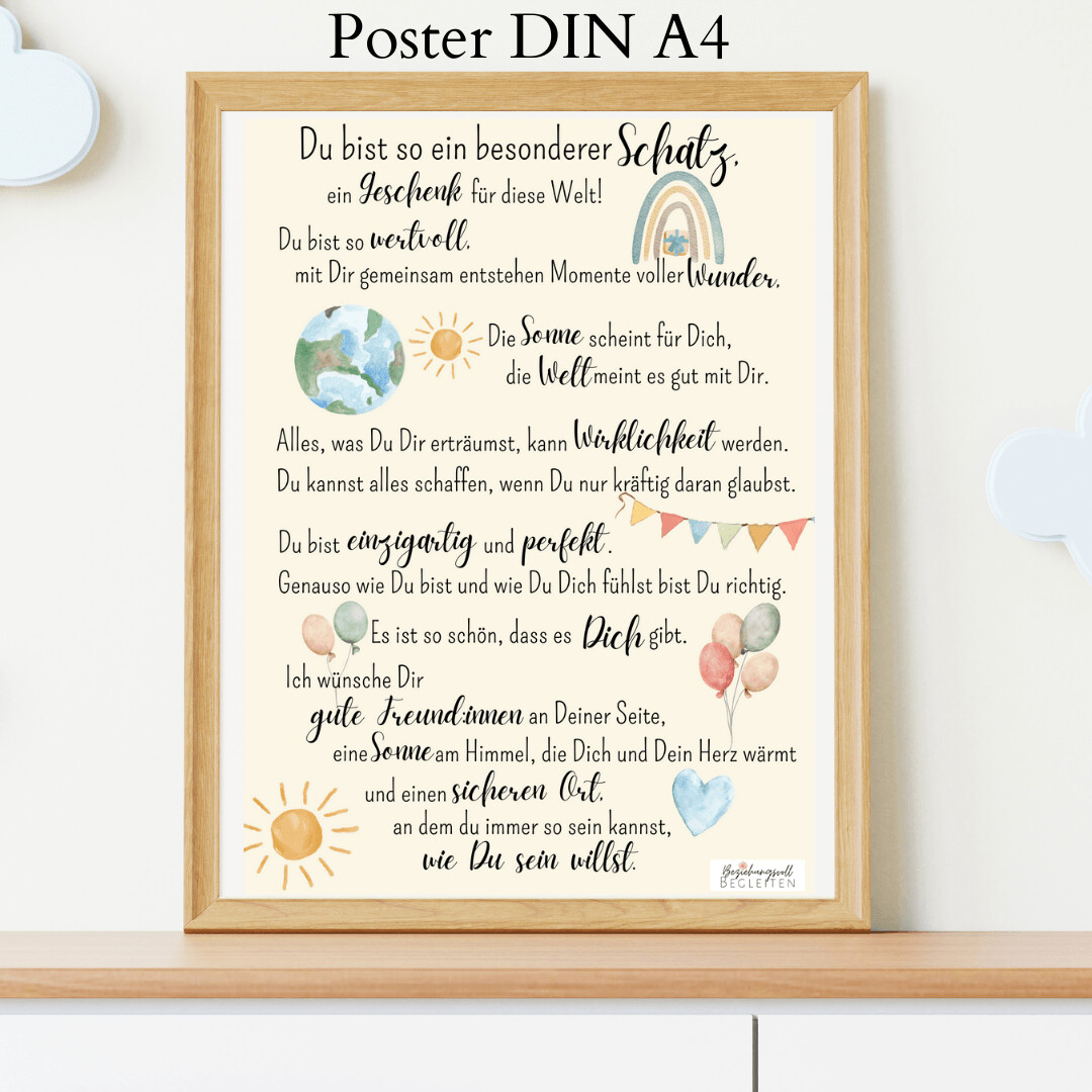 "Du bist wertvoll" Geschenk Poster A4