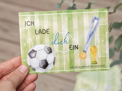 Einladung für Kinder, Postkarte A6: „Fußball“