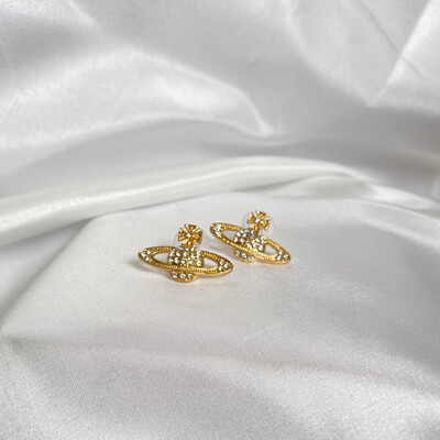 Gold planet earrings