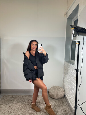Black oversized puffer coat