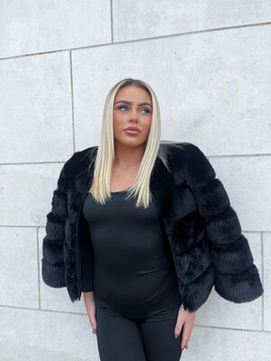Faux fur black coat