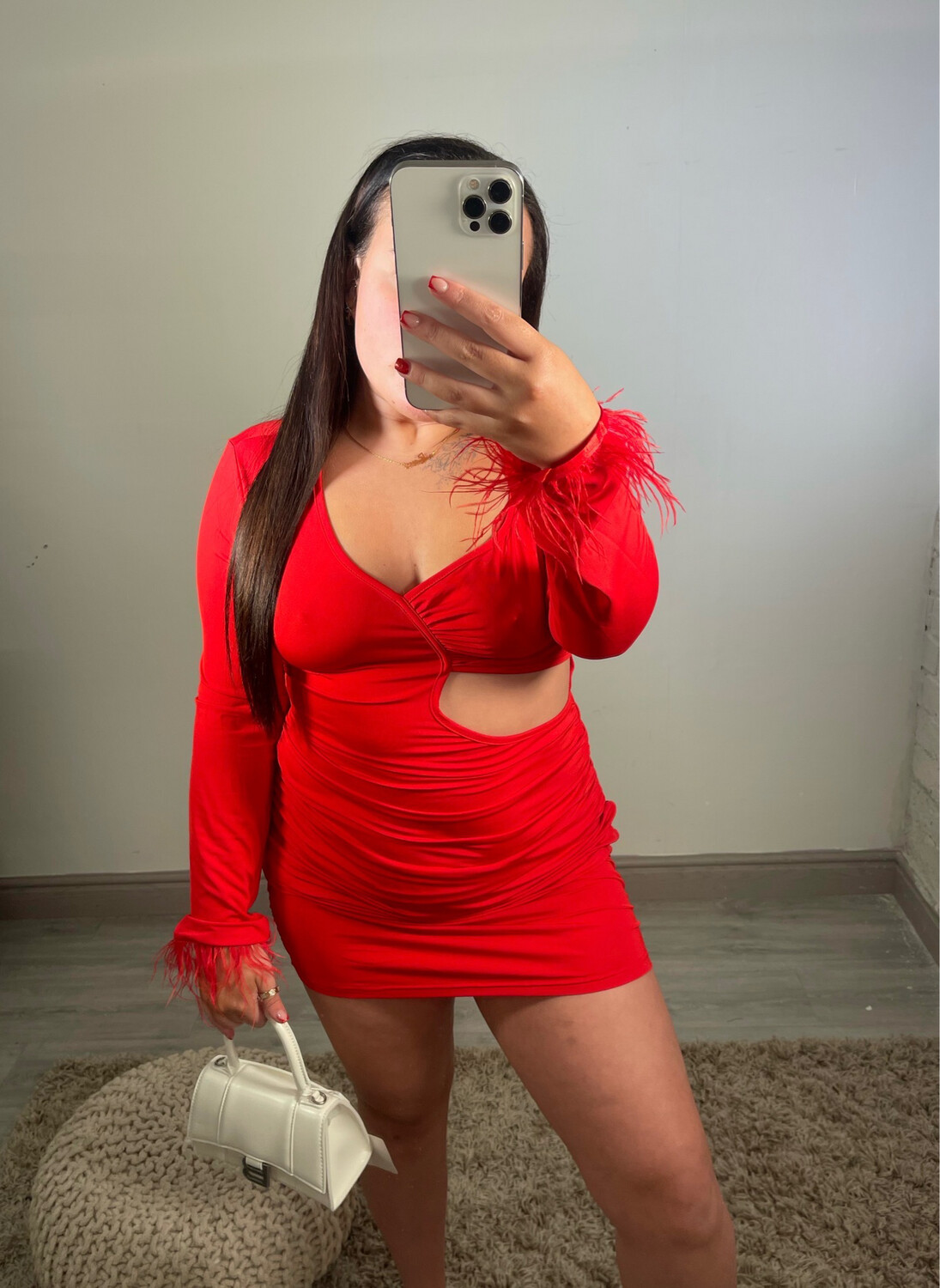 Red feather dress