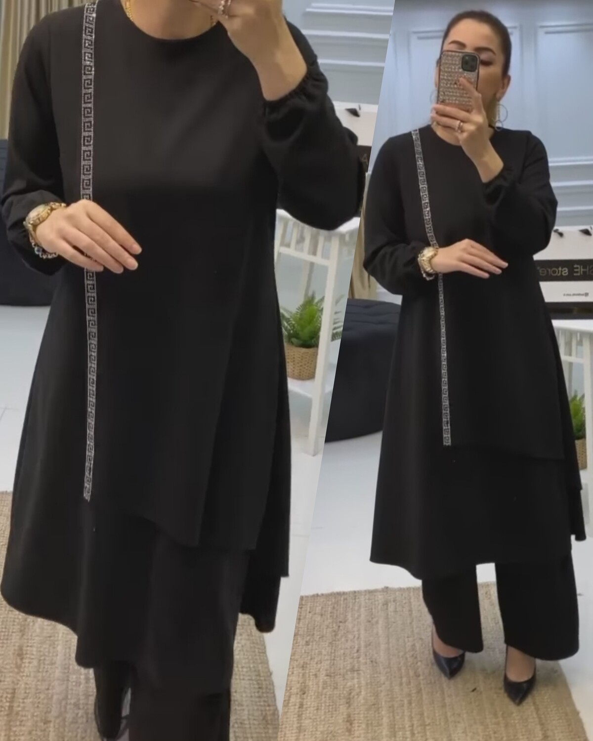 Tunique Élégant en crêpe noir