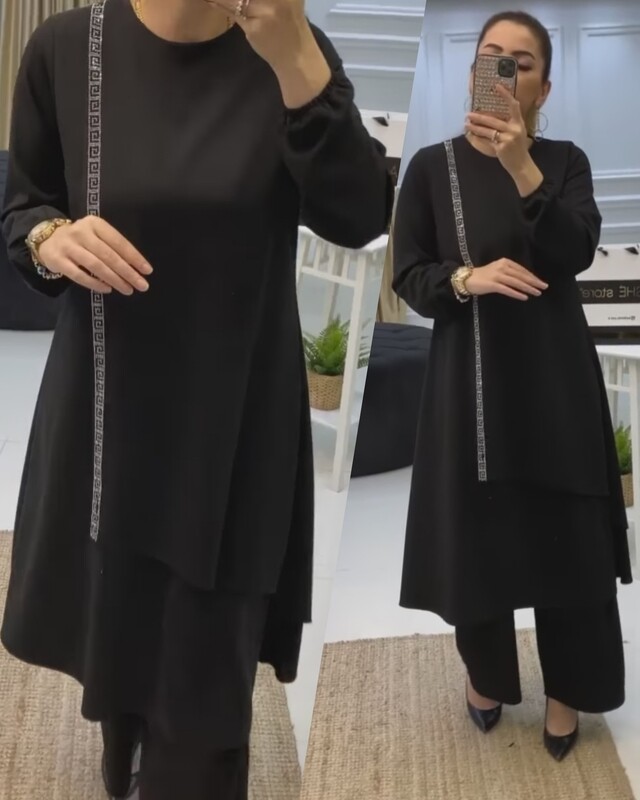 Tunique Élégant en crêpe noir