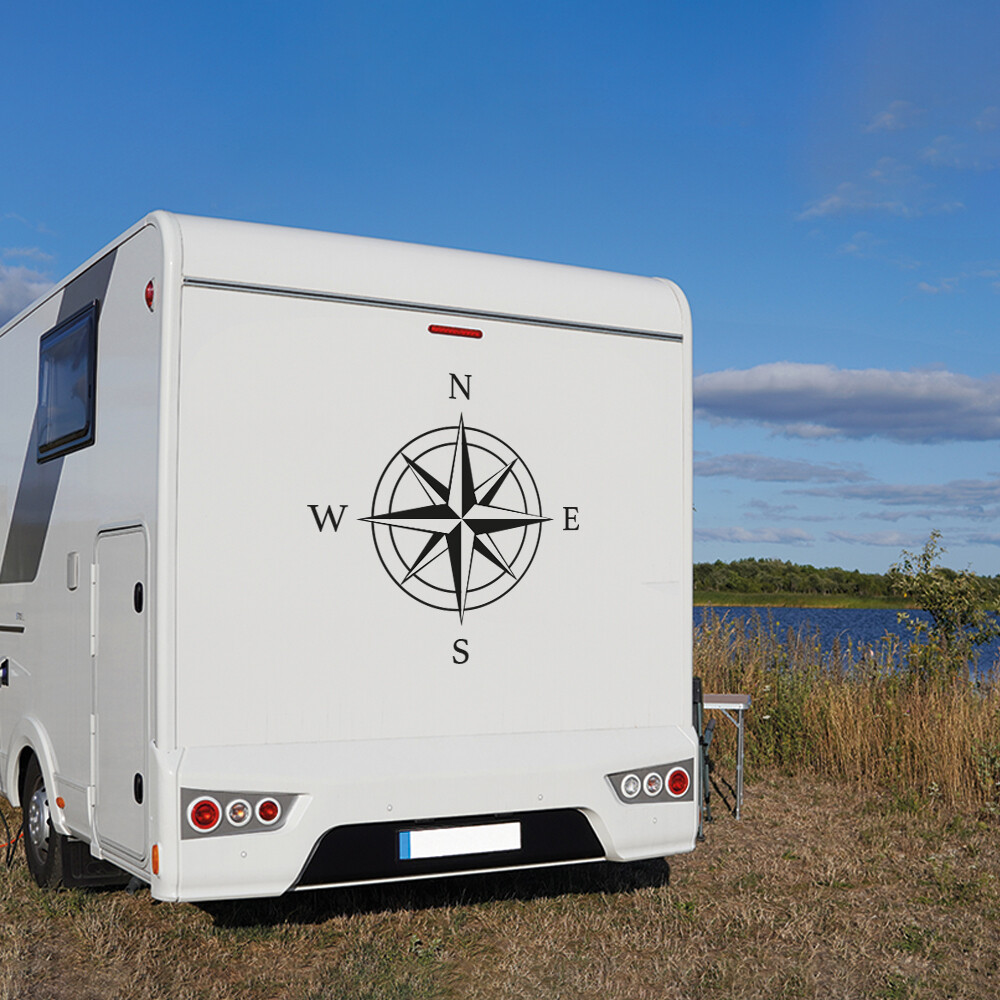 Wohnwagen | Caravan KFZ-Aufkleber Windrose Kompass