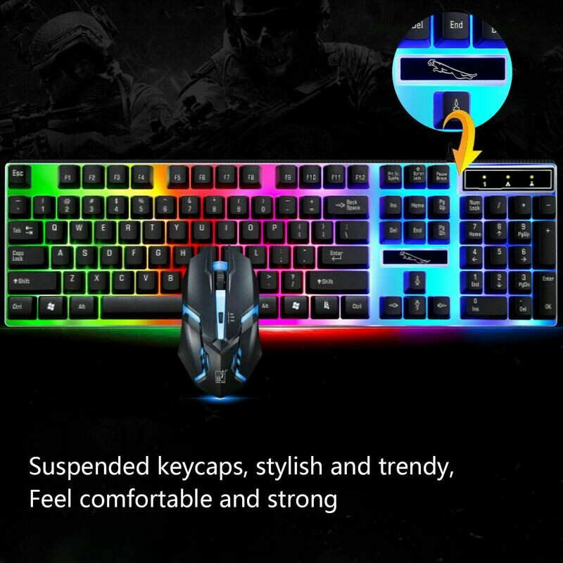 Gaming Keyboard Mouse Set Rainbow LED Wired USB For PC Laptop PS4 Xbox One 360UK