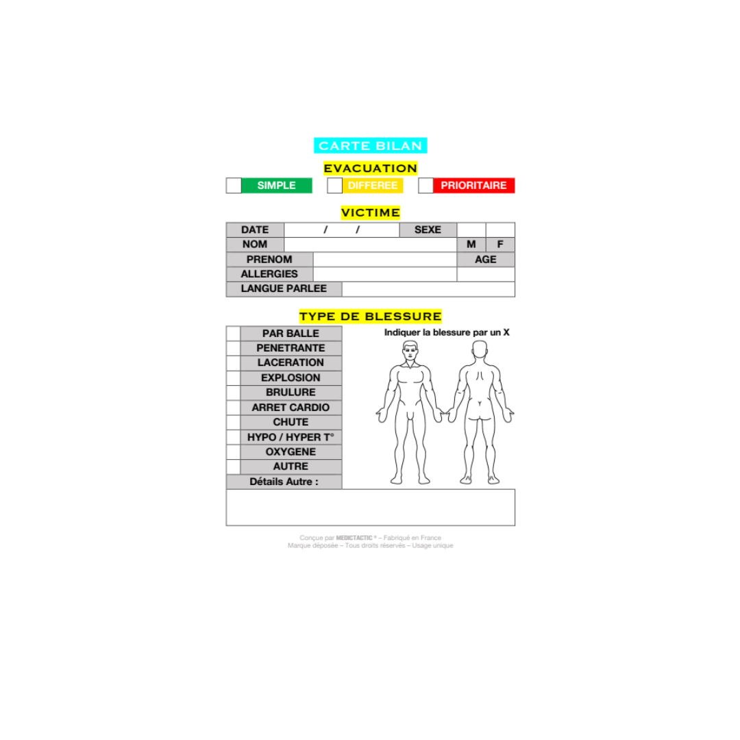 Carte bilan jetable