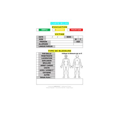 Carte bilan jetable