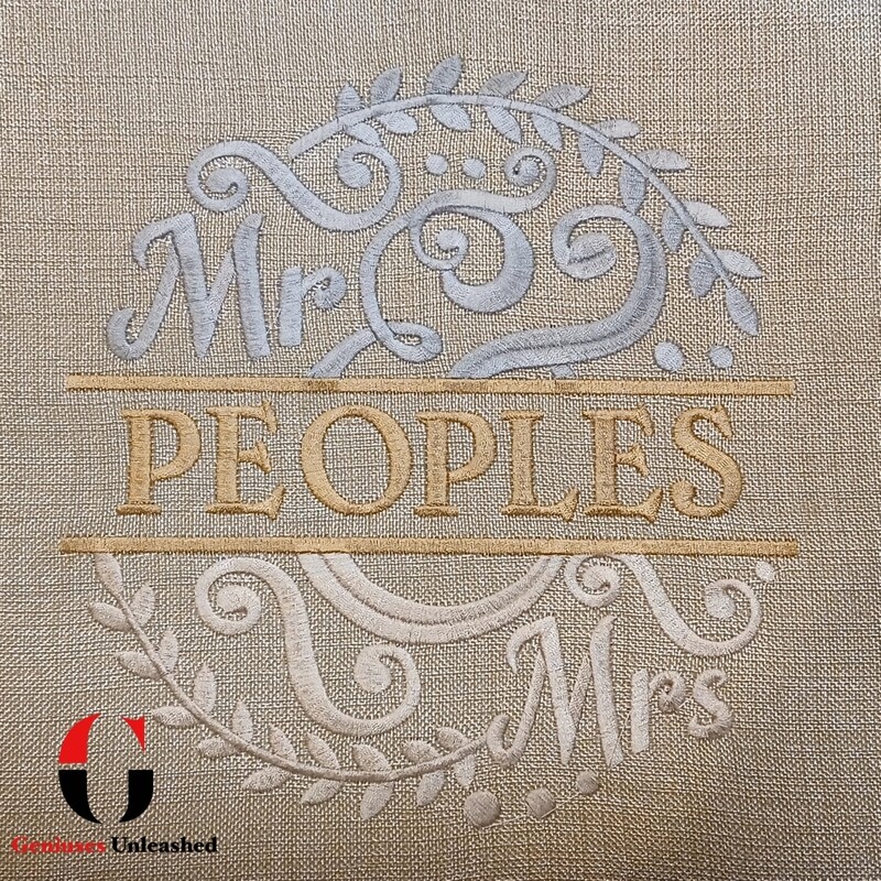 Mr & Mrs Split Monogram Pillow