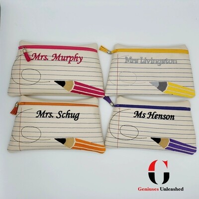 Pencil Bag - Personalized with Embroidered Name