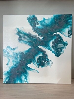 20x20 Level 3 Gallery Wrapped Canvas - Teal & Blue